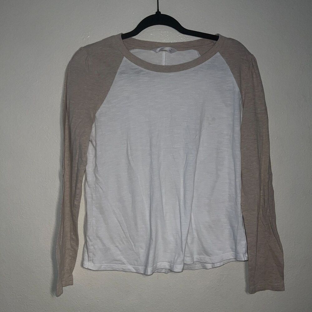 2 Lauren Conrad Medium Raglan Baseball Tees Maroon & Tan Long Sleeve Shirts - Picture 2 of 6